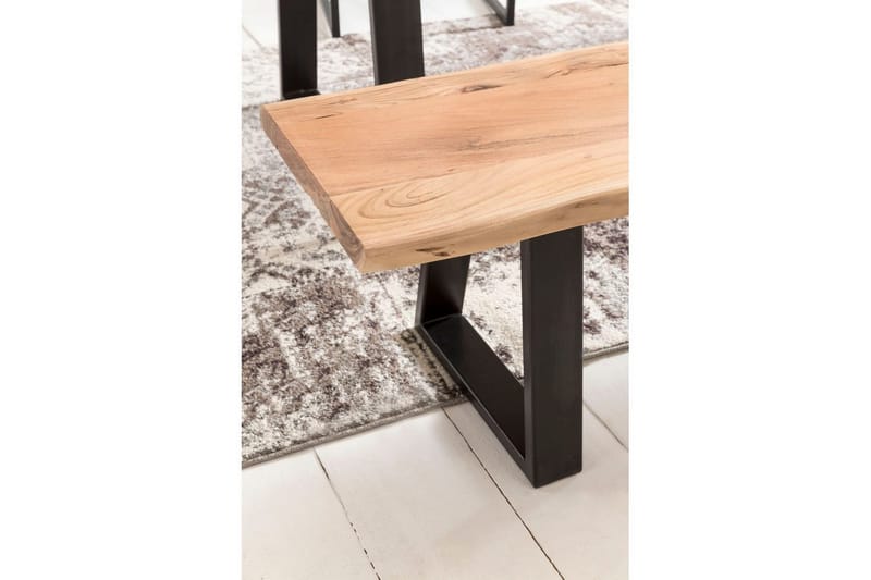 Matbänk Wohnling Köksbänk i massivt trä med trädets kant med metallben, lantlig stil Utan ryggstöd, 180 cm - Utan ryggstöd, 180 cm - Möbler - Bord