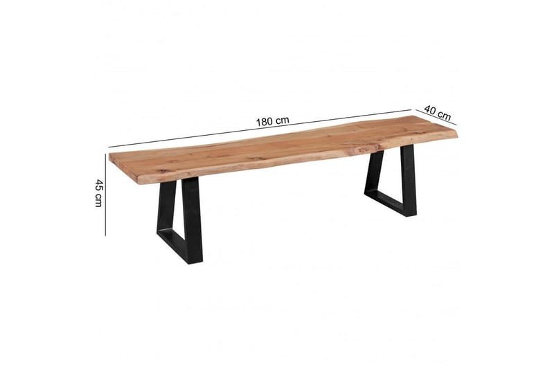 Matbänk Wohnling Köksbänk i massivt trä med trädets kant med metallben, lantlig stil Utan ryggstöd, 180 cm - Utan ryggstöd, 180 cm - Möbler - Bord