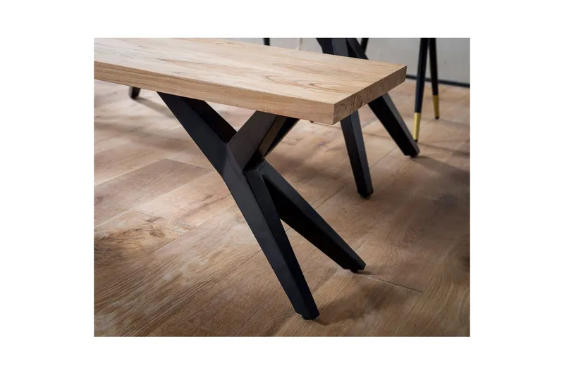 Matbänk Wohnling massivt trä i modern loftstil med metallben 120 cm - 120 cm - Möbler - Vardagsrum - Stolar & sittmöbler - Sittbänk