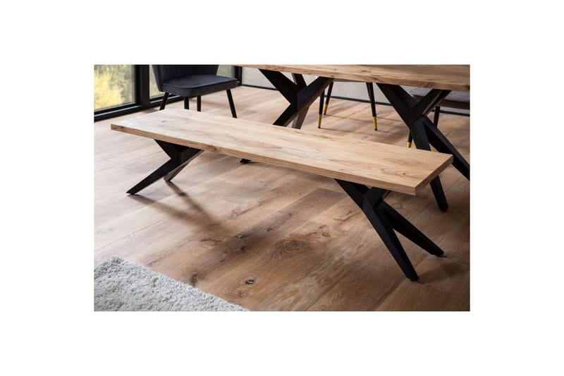 Matbänk Wohnling massivt trä i modern loftstil med metallben 160 cm - 160 cm - Möbler - Vardagsrum - Stolar & sittmöbler - Sittbänk