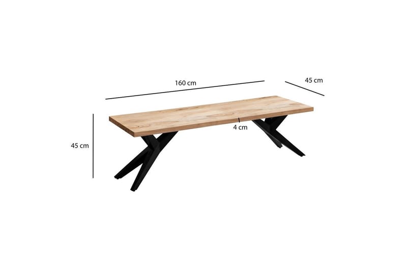 Matbänk Wohnling massivt trä i modern loftstil med metallben 160 cm - 160 cm - Möbler - Vardagsrum - Stolar & sittmöbler - Sittbänk