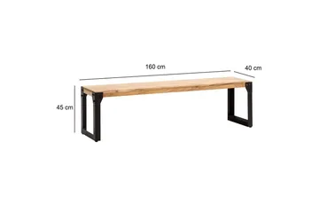 Matbänk Wohnling massivt trä industriell stil med metallben 160 cm - 160 cm - Möbler - Vardagsrum - Stolar & sittmöbler - Sittbänk