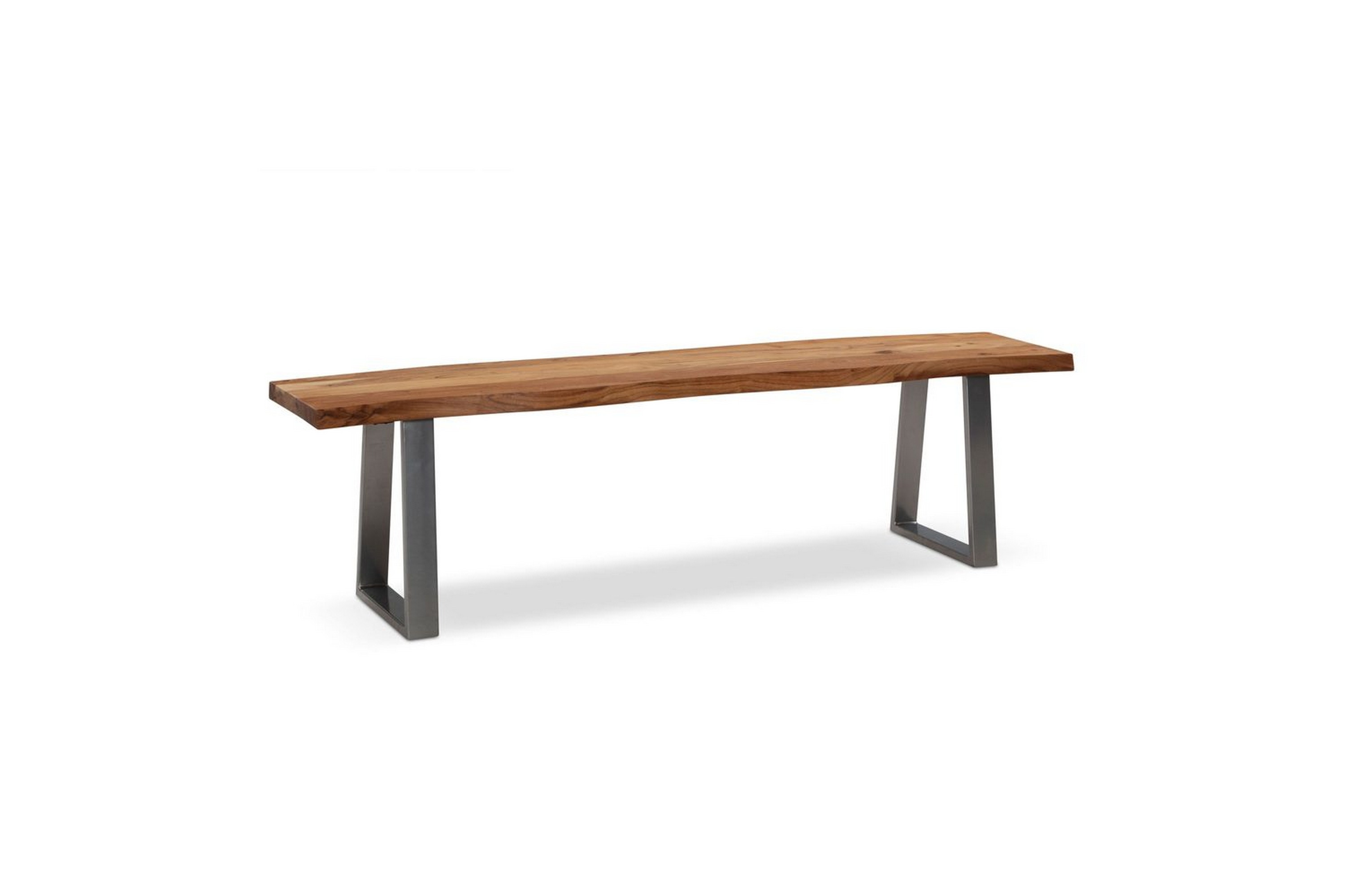 matbänk wohnling massivt trä med metallben träd kant lantligt silver, rak, 140 cm - silver, rak, 140 cm