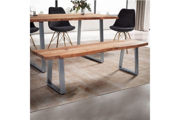 Matbänk Wohnling Massivt trä med metallben träd kant lantligt Silver, Rak, 160 cm - Silver, Rak, 160 cm - Möbler - Vardagsrum - Stolar & sittmöbler - Sittbänk