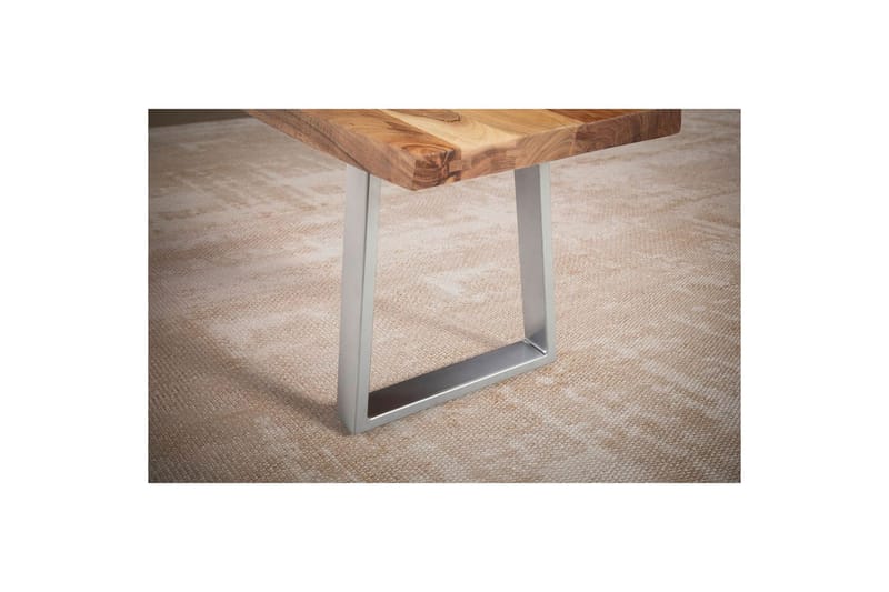 Matbänk Wohnling Massivt trä med metallben träd kant lantligt Silver, Rak, 160 cm - Silver, Rak, 160 cm - Möbler - Vardagsrum - Stolar & sittmöbler - Sittbänk