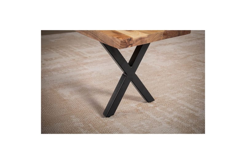 Matbänk Wohnling Massivt trä med metallben träd kant lantligt Svart, korsad, 120 cm - Svart, korsad, 120 cm - Möbler - Vardagsrum - Stolar & sittmöbler - Sittbänk