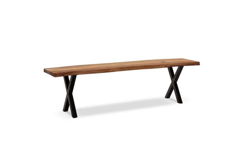 Matbänk Wohnling Massivt trä med metallben träd kant lantligt Svart, korsad, 140 cm - Svart, korsad, 140 cm - Möbler - Vardagsrum - Stolar & sittmöbler - Sittbänk