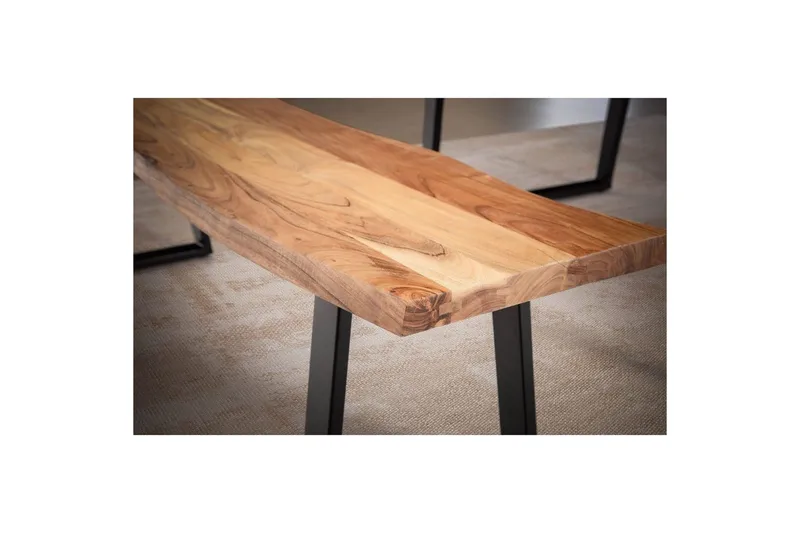 Matbänk Wohnling Massivt trä med metallben träd kant lantligt Svart, Rak, 120 cm - Svart, Rak, 120 cm - Möbler - Vardagsrum - Stolar & sittmöbler - Sittbänk