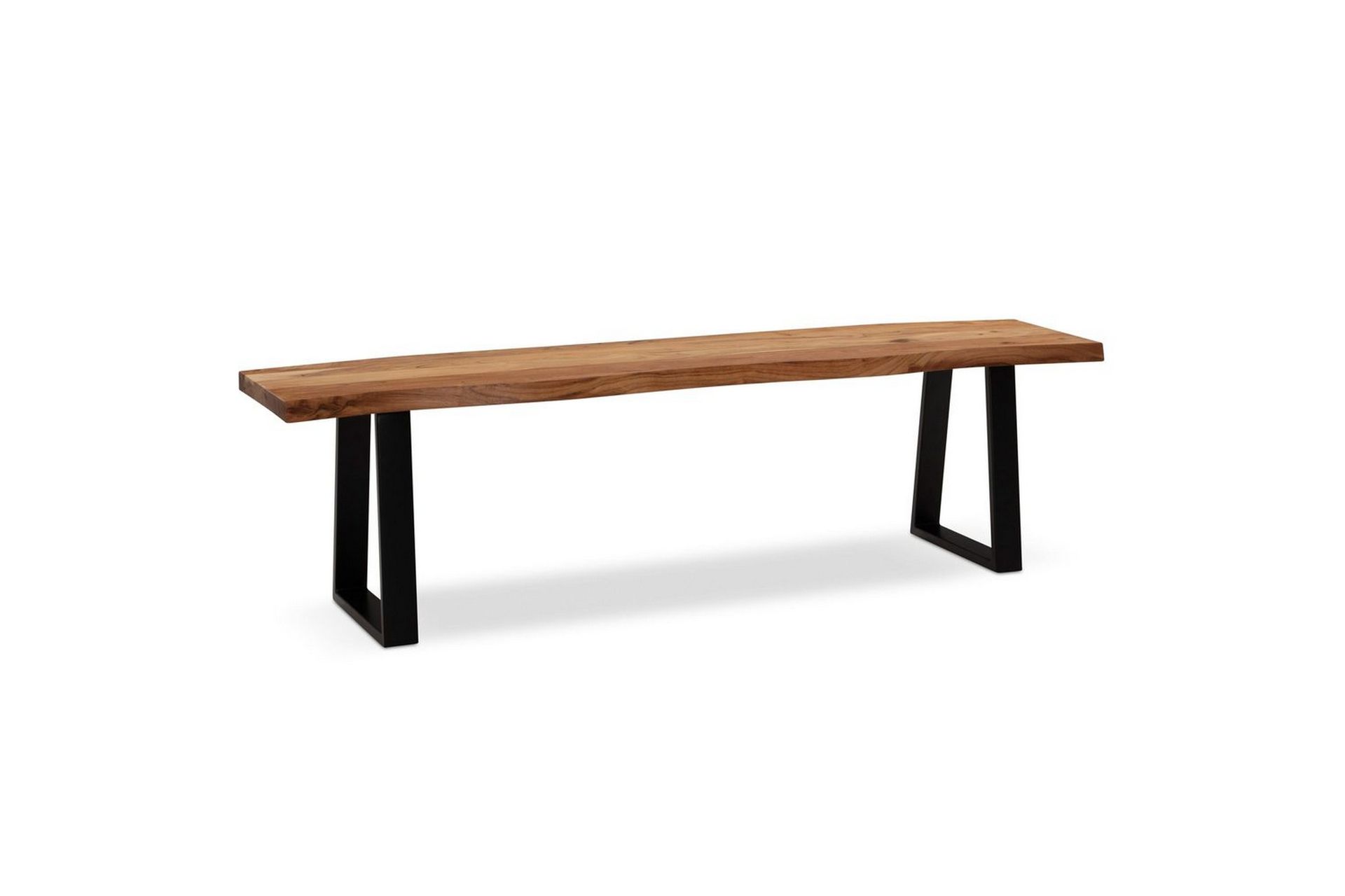 matbänk wohnling massivt trä med metallben träd kant lantligt svart, rak, 160 cm - svart, rak, 160 cm