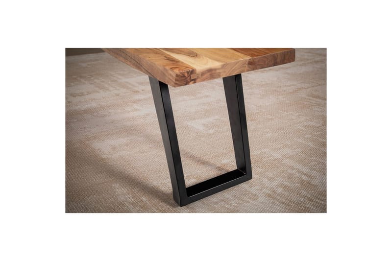 Matbänk Wohnling Massivt trä med metallben träd kant lantligt Svart, vinklad, 140 cm - Svart, vinklad, 140 cm - Möbler - Bord