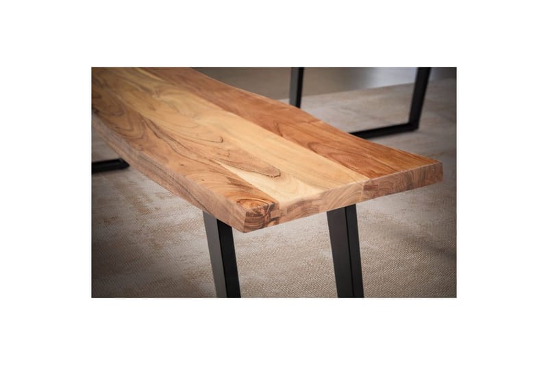Matbänk Wohnling Massivt trä med metallben träd kant lantligt Svart, vinklad, 180 cm - Svart, vinklad, 180 cm - Möbler - Bord