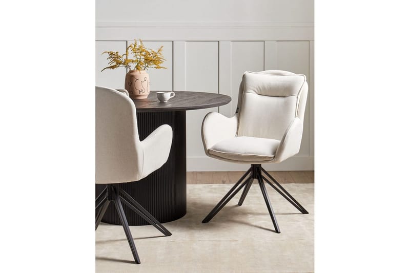 Matsalsstol Avelar set om 2 Beige-Svart - Beige-Svart - Möbler - Vardagsrum - Stolar & sittmöbler - Karmstolar