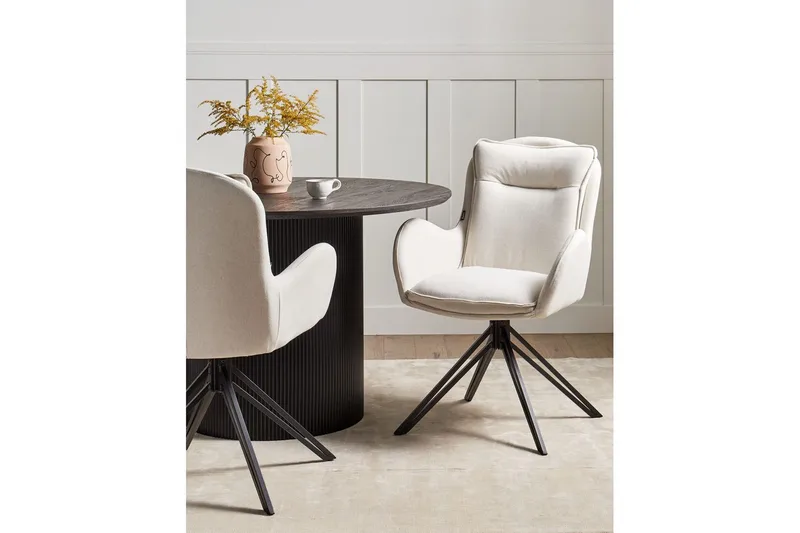 Matsalsstol Avelar set om 2 Beige-Svart - Beige-Svart - Möbler - Vardagsrum - Stolar & sittmöbler - Karmstolar