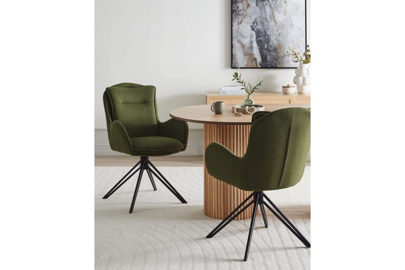 Matsalsstol Avelar set om 2 Mörkgrön-Svart - Mörkgrön-Svart - Möbler - Vardagsrum - Stolar & sittmöbler - Karmstolar