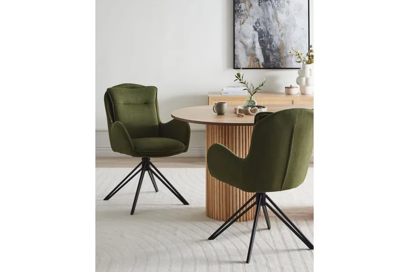 Matsalsstol Avelar set om 2 Mörkgrön-Svart - Mörkgrön-Svart - Möbler - Vardagsrum - Stolar & sittmöbler - Karmstolar