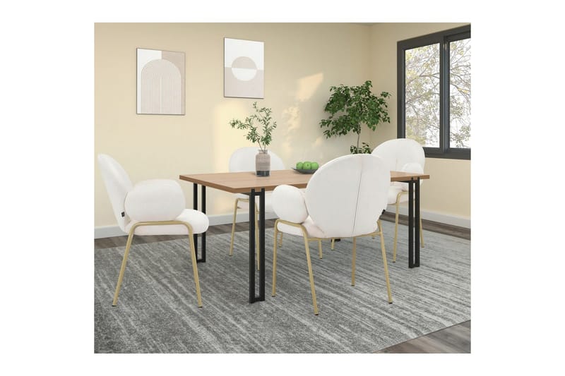 Matstol Iwama Set om 2 Krämig sammet - Krämig sammet - Möbler - Vardagsrum - Stolar & sittmöbler - Karmstolar