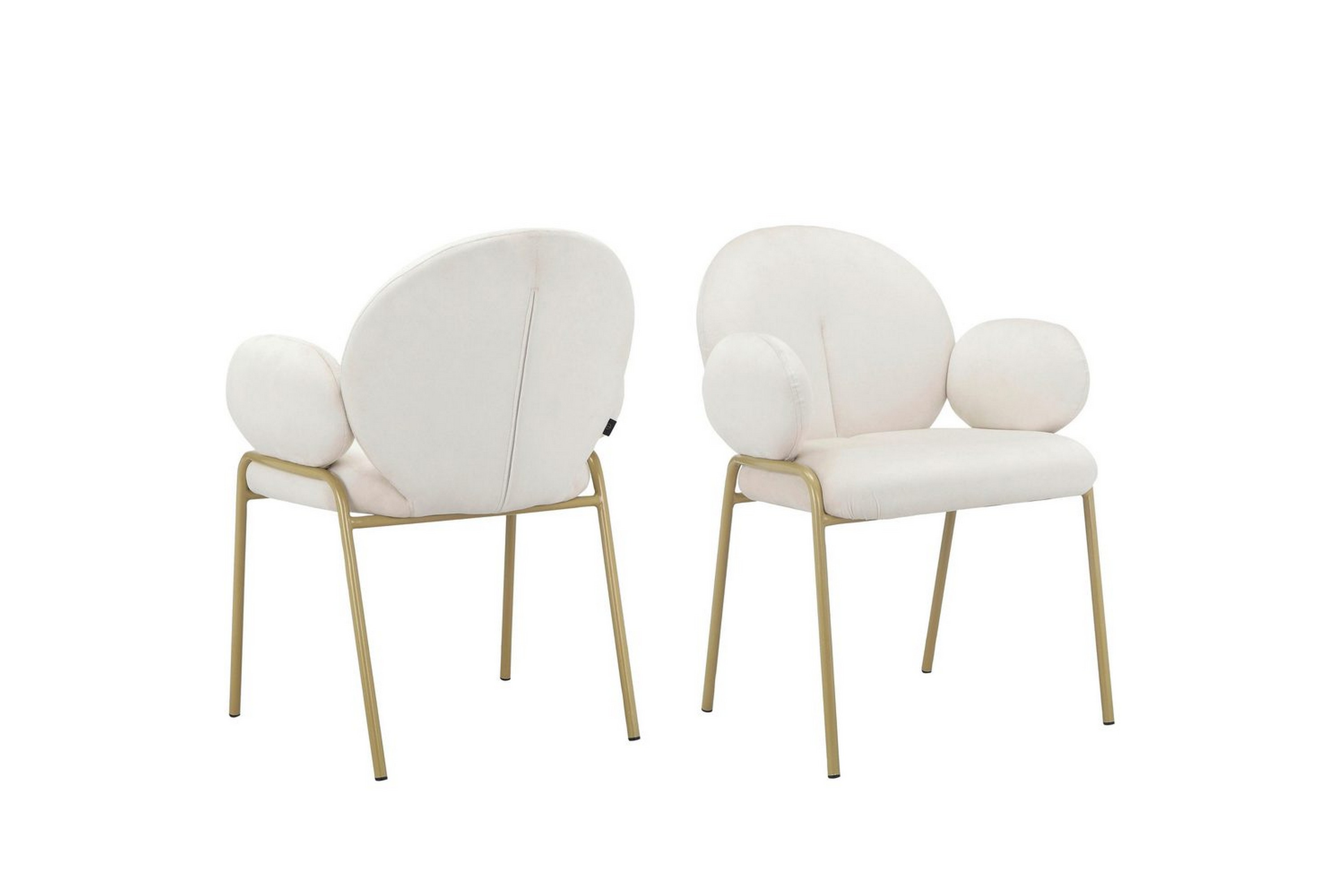 matstol iwama set om 2 krämig sammet - krämig sammet