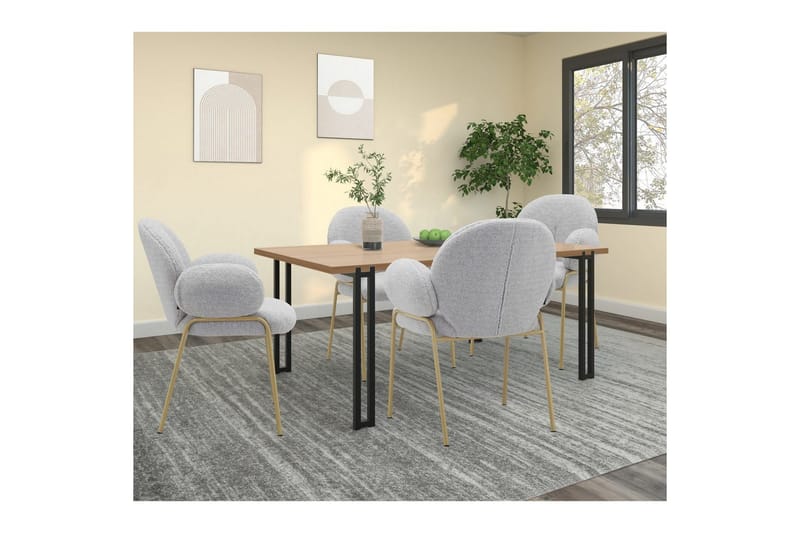 Matstol Iwama Set om 2 Ljusgrå Teddy - Ljusgrå Teddy - Möbler - Vardagsrum - Stolar & sittmöbler - Karmstolar