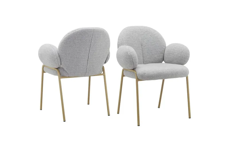 Matstol Iwama Set om 2 Ljusgrå Teddy, Ljusgrå Teddy