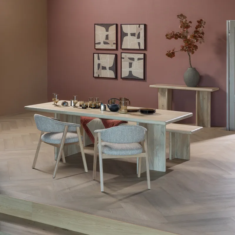 Matstol med Armstöd Tunar, Natur Melange