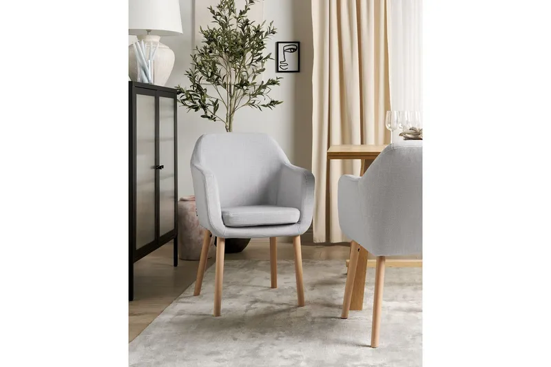 Matstol Yorkville ll - Grå, ljust trä - Möbler - Vardagsrum - Stolar & sittmöbler - Karmstolar
