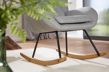 Norela Gungstol - ljusgrå med naturbrunt och svart underrede - Möbler - Vardagsrum - Stolar & sittmöbler - Snurrstolar & gungstolar