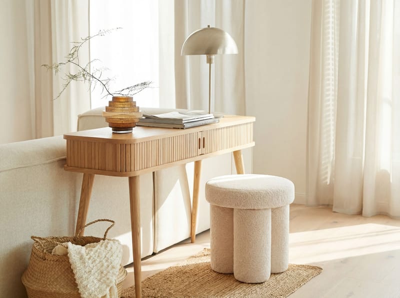 Ölvik Rund sittpuff 40 cm i teddytyg - ljus kräm - Möbler - Vardagsrum - Stolar & sittmöbler - Sittpuff