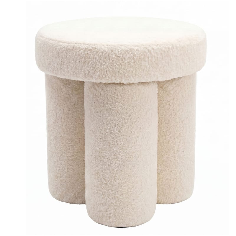 Ölvik Rund sittpuff 40 cm i teddytyg - ljus kräm - Möbler - Vardagsrum - Stolar & sittmöbler - Sittpuff