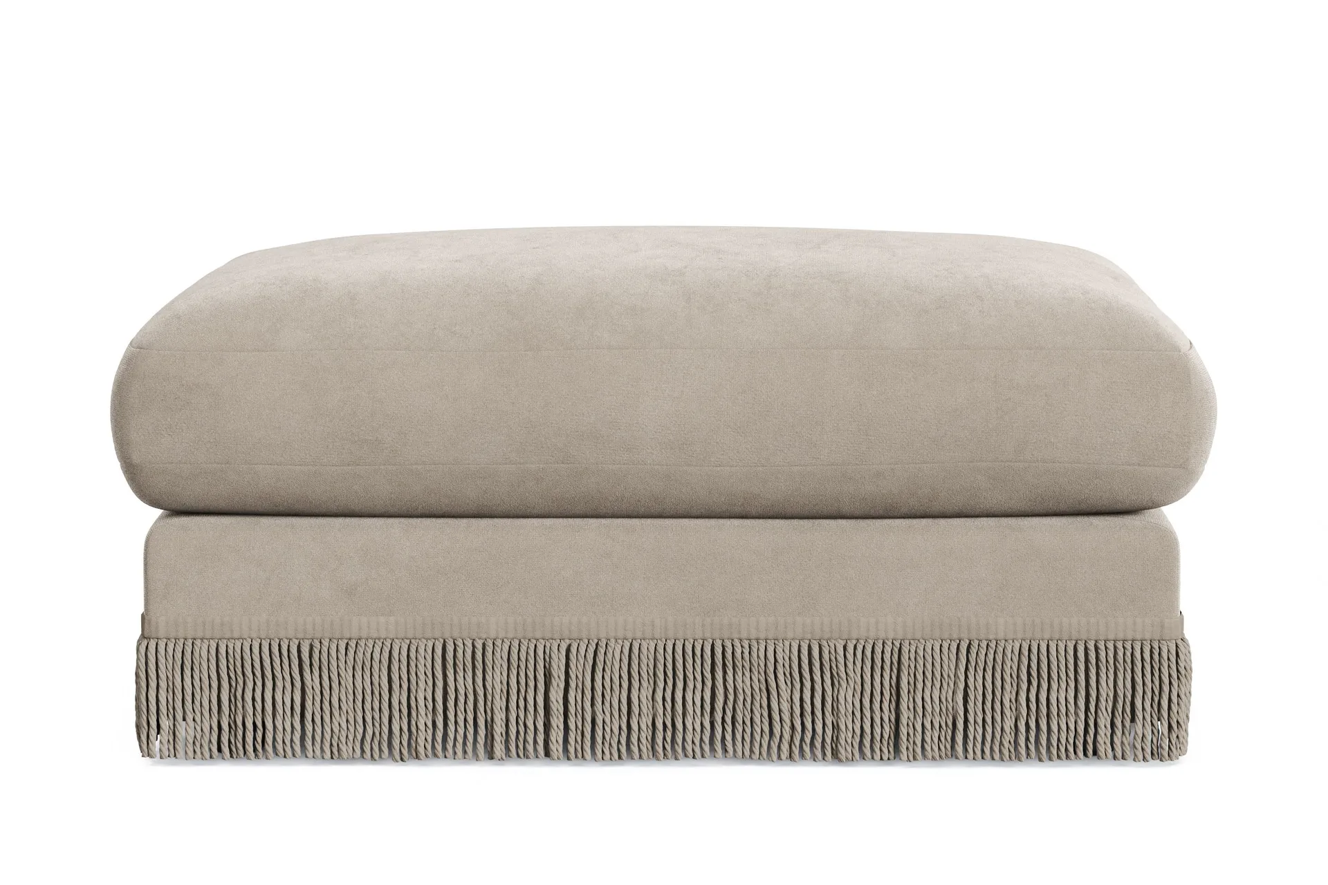 arken lyx rektangulär fotpall i sammet - beige