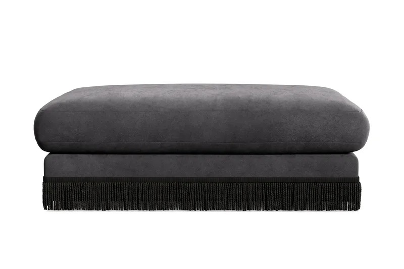 Arken Lyx Rektangulär Fotpall i Sammet, Mörkgrå