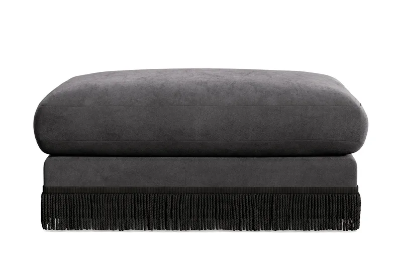 Arken Lyx Rektangulär Fotpall i Sammet, Mörkgrå