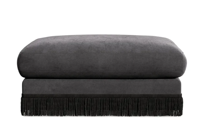 Arken Lyx Rektangulär Fotpall i Sammet, Mörkgrå