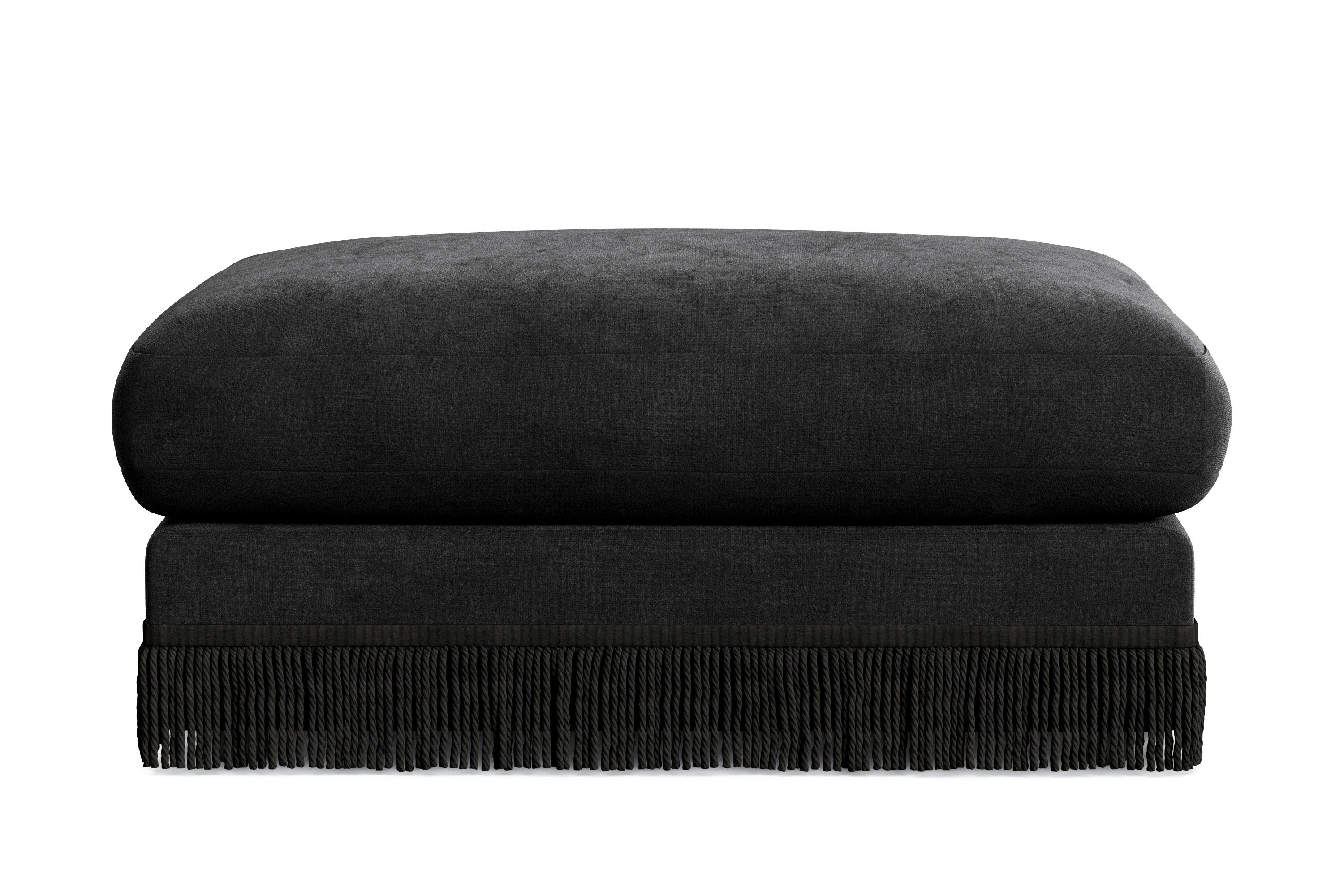 arken lyx rektangulär fotpall i sammet - svart