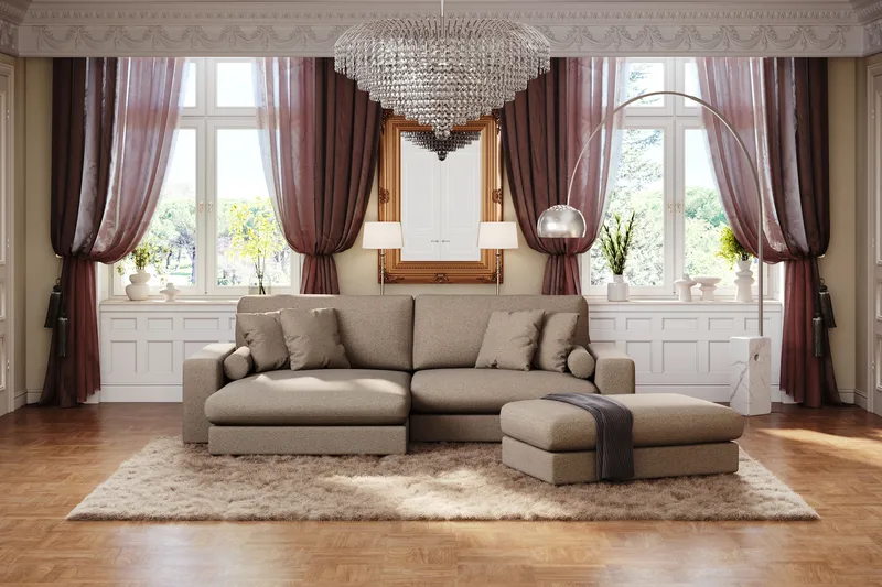 Arken Lyx Rektangulär Fotpall i Tyg - Brun - Möbler - Vardagsrum - Stolar & sittmöbler - Pallar - Fotpall