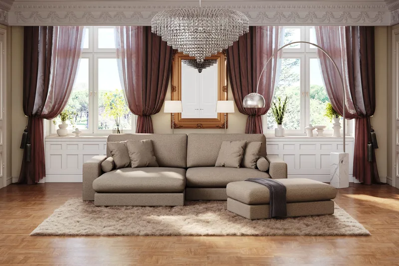 Arken Lyx Rektangulär Fotpall i Tyg - Brun - Möbler - Vardagsrum - Stolar & sittmöbler - Pallar - Fotpall