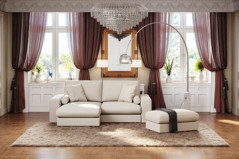 Arken Lyx Rektangulär Fotpall i Tyg - Ljusbeige - Möbler - Vardagsrum - Stolar & sittmöbler - Pallar - Fotpall