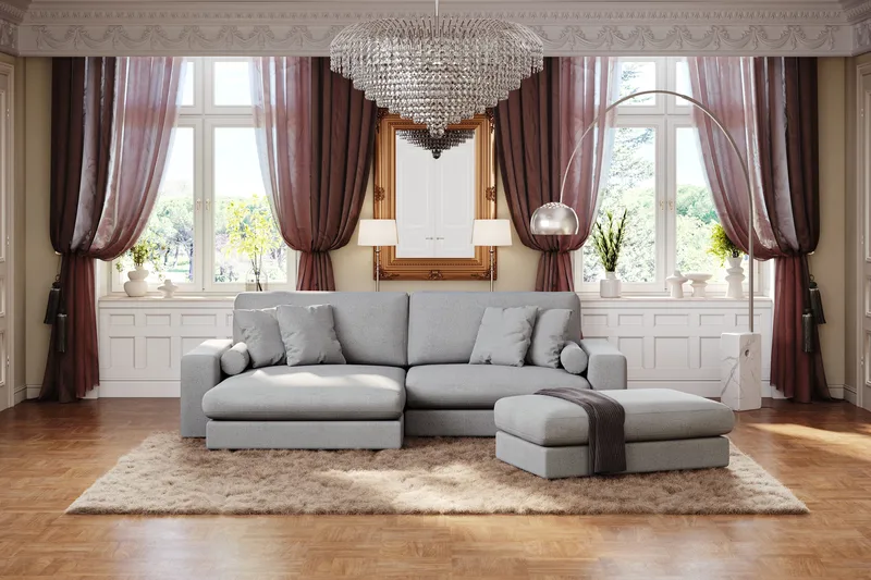 Arken Lyx Rektangulär Fotpall i Tyg - Ljusgrå - Möbler - Vardagsrum - Stolar & sittmöbler - Pallar - Fotpall