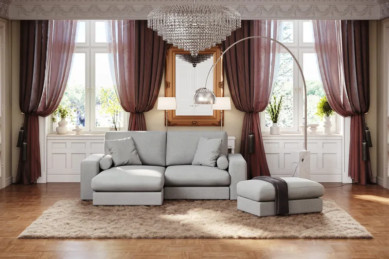 Arken Lyx Rektangulär Fotpall i Tyg - Ljusgrå - Möbler - Vardagsrum - Stolar & sittmöbler - Pallar - Fotpall