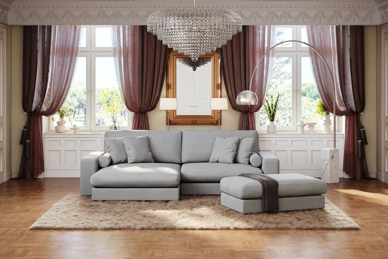 Arken Lyx Rektangulär Fotpall i Tyg - Ljusgrå - Möbler - Vardagsrum - Stolar & sittmöbler - Pallar - Fotpall