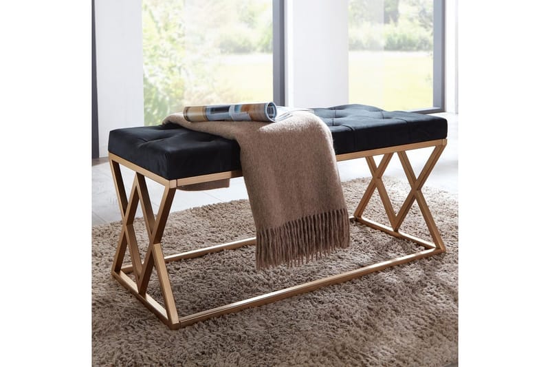 Bänk Wohnling klädd Chesterfield-utseende med sammetsklädsel dubbelsäng - dubbelsäng - Möbler - Vardagsrum - Stolar & sittmöbler - Pallar - Fotpall