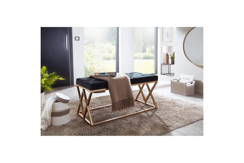Bänk Wohnling klädd Chesterfield-utseende med sammetsklädsel dubbelsäng - dubbelsäng - Möbler - Vardagsrum - Stolar & sittmöbler - Pallar - Fotpall