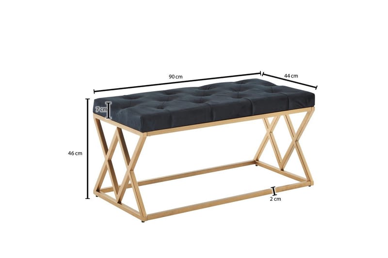 Bänk Wohnling klädd Chesterfield-utseende med sammetsklädsel dubbelsäng - dubbelsäng - Möbler - Vardagsrum - Stolar & sittmöbler - Pallar - Fotpall