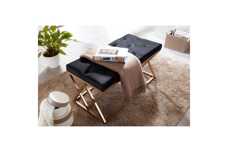 Bänk Wohnling klädd Chesterfield-utseende med sammetsklädsel dubbelsäng - dubbelsäng - Möbler - Vardagsrum - Stolar & sittmöbler - Pallar - Fotpall