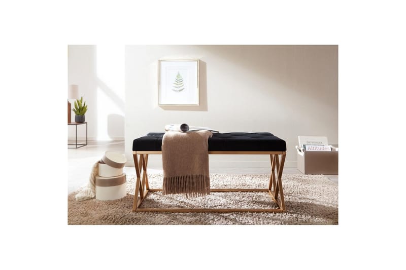 Bänk Wohnling klädd Chesterfield-utseende med sammetsklädsel dubbelsäng - dubbelsäng - Möbler - Vardagsrum - Stolar & sittmöbler - Pallar - Fotpall
