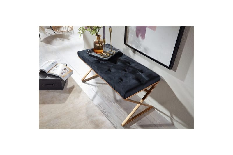 Bänk Wohnling klädd Chesterfield-utseende med sammetsklädsel enkel ram - enkel ram - Möbler - Vardagsrum - Stolar & sittmöbler - Pallar - Fotpall