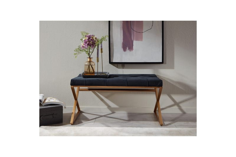 Bänk Wohnling klädd Chesterfield-utseende med sammetsklädsel enkel ram - enkel ram - Möbler - Vardagsrum - Stolar & sittmöbler - Pallar - Fotpall