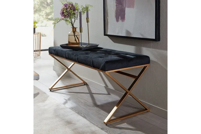 Bänk Wohnling klädd Chesterfield-utseende med sammetsklädsel enkel ram - enkel ram - Möbler - Vardagsrum - Stolar & sittmöbler - Pallar - Fotpall