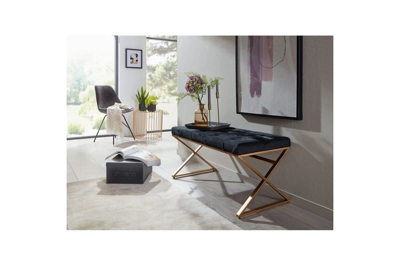 Bänk Wohnling klädd Chesterfield-utseende med sammetsklädsel enkel ram - enkel ram - Möbler - Vardagsrum - Stolar & sittmöbler - Pallar - Fotpall