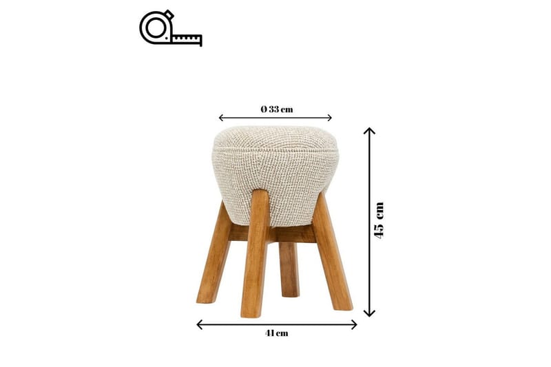 Brenric Howard fotpall 38 cm - Cream/Valnöt - Möbler - Vardagsrum - Stolar & sittmöbler - Pallar - Fotpall