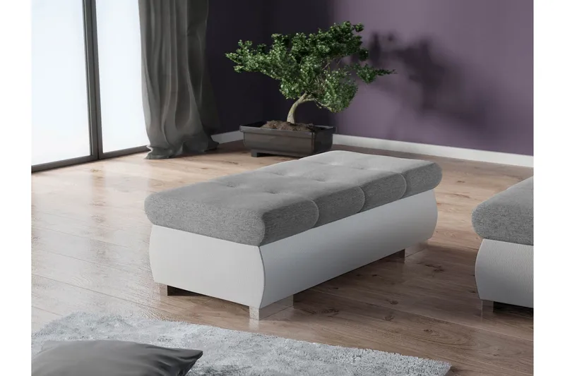 Cerys Fotpall 120 cm - Vit/Grå - Möbler - Vardagsrum - Stolar & sittmöbler - Pallar - Fotpall